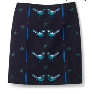 Boden Fun Bird Embroidery Stretch Cotton Skirt